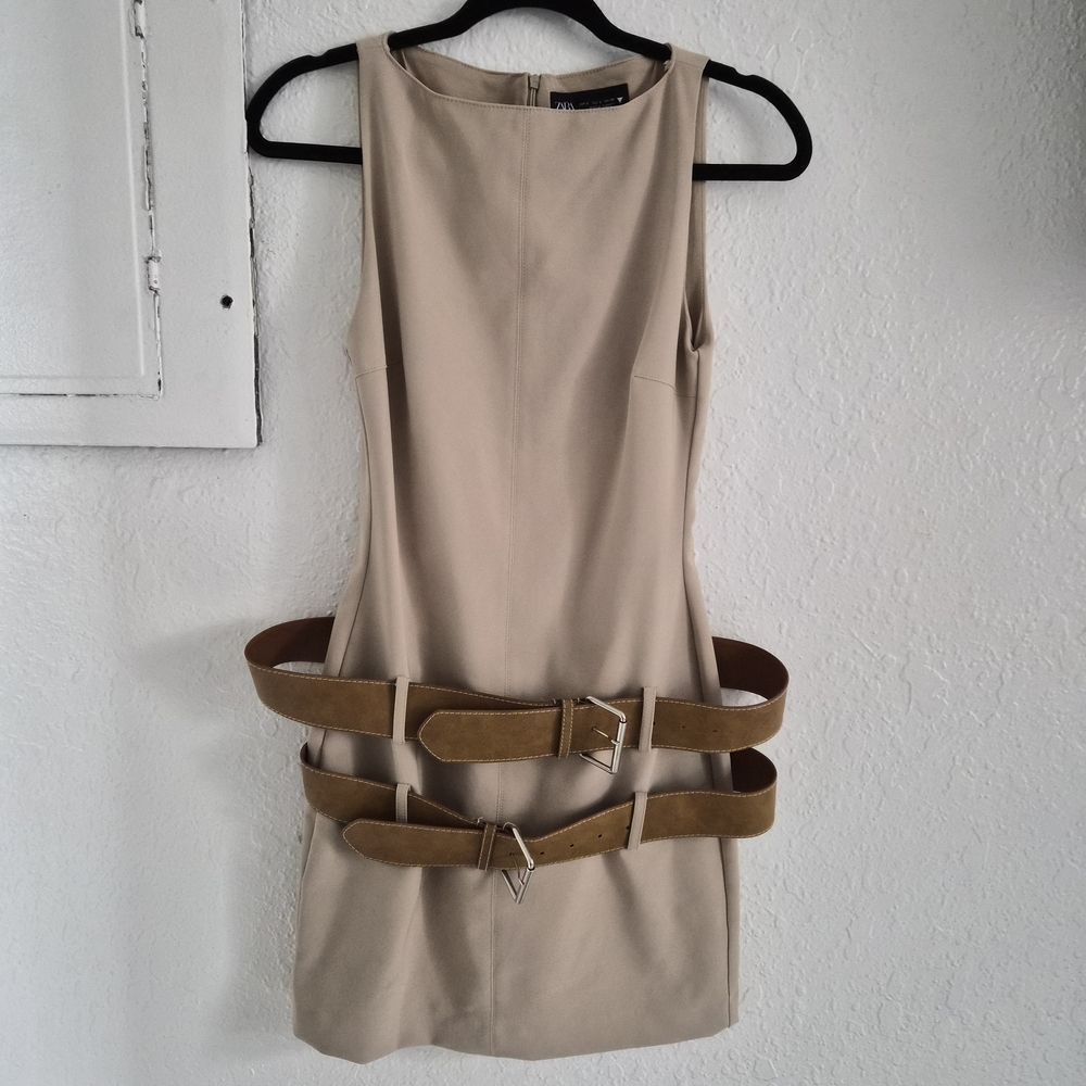 Zara Beige Dress with Double Belts